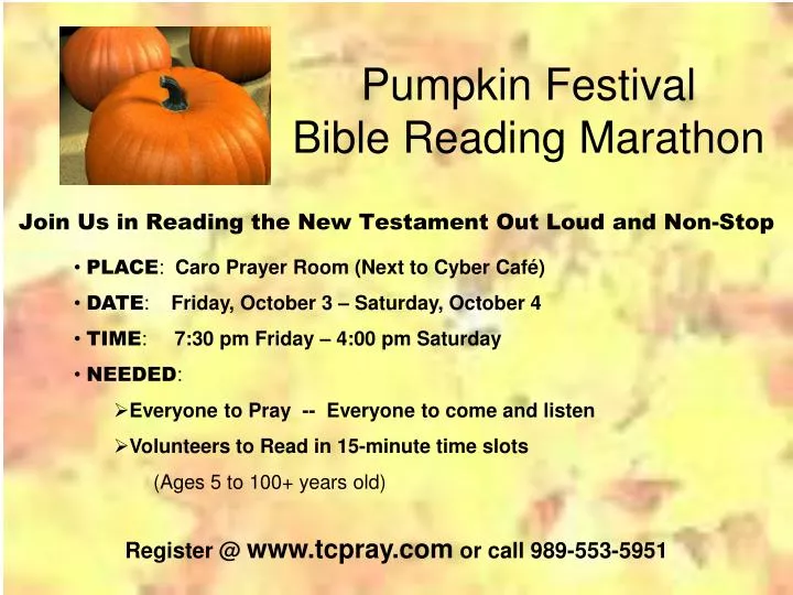 pumpkin festival bible reading marathon