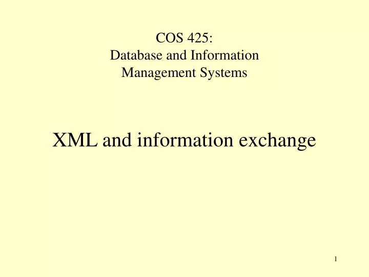 cos 425 database and information management systems