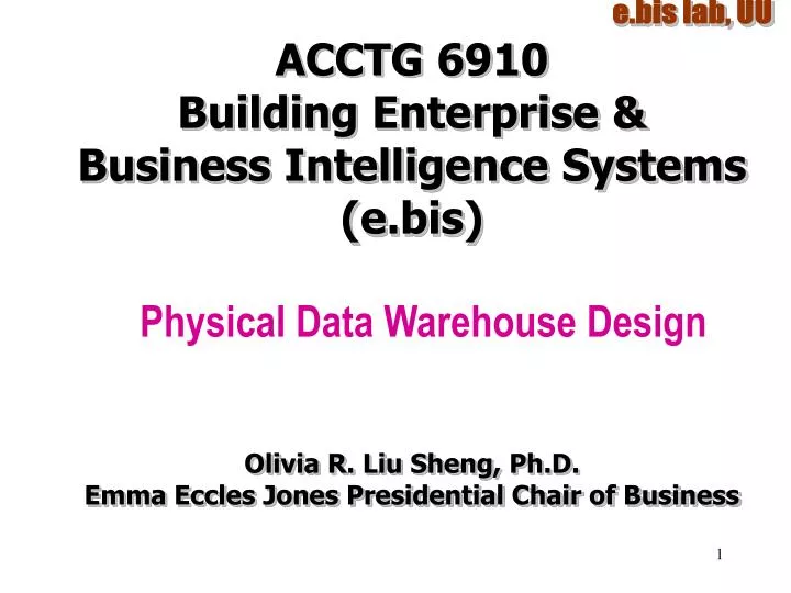 acctg 6910 building enterprise business intelligence systems e bis