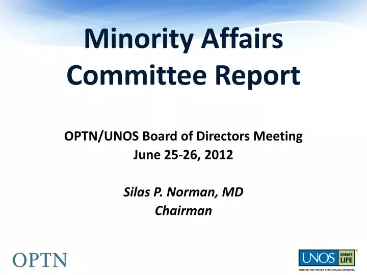 minority affairs committee report