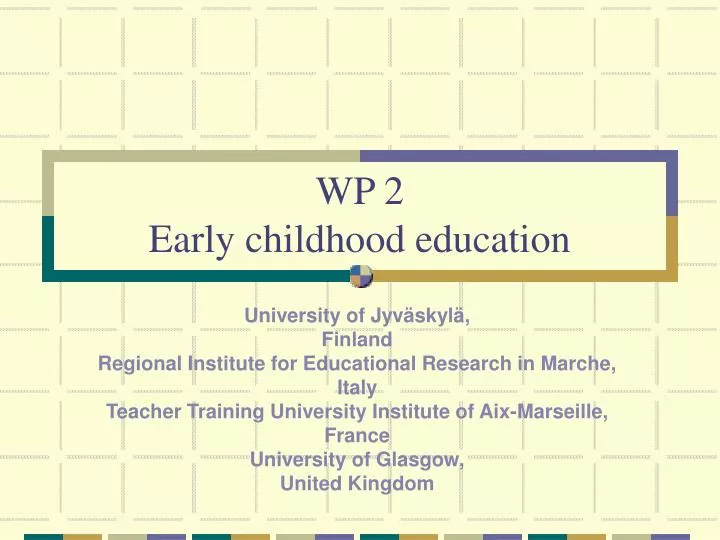 wp 2 early childhood education