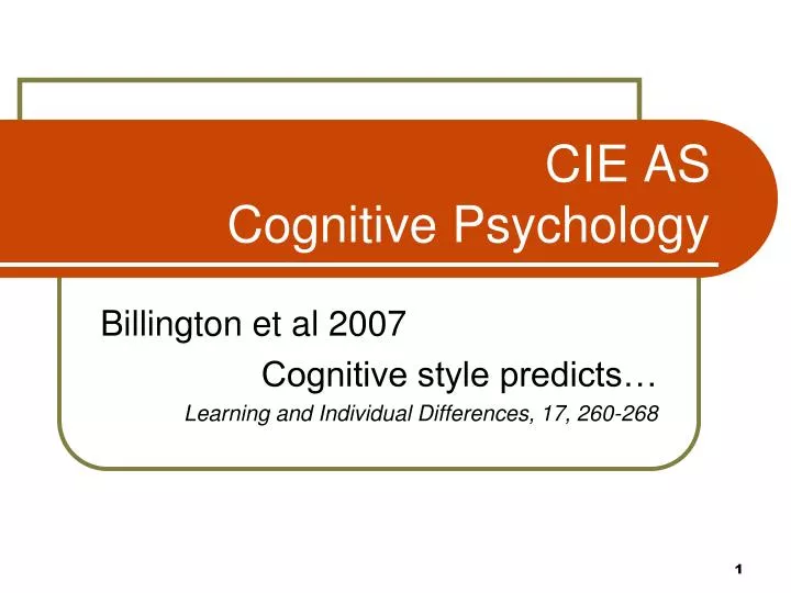 cie as cognitive psychology