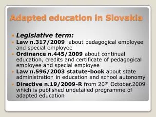 Adapted education in Slovakia