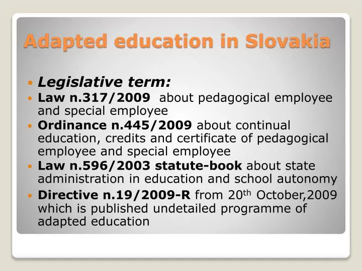 adapted education in slovakia