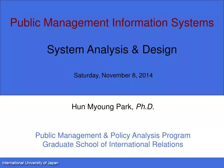 public management information systems system analysis design saturday november 8 2014