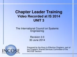 Chapter Leader Training Video Recorded at IS 2014 UNIT 3