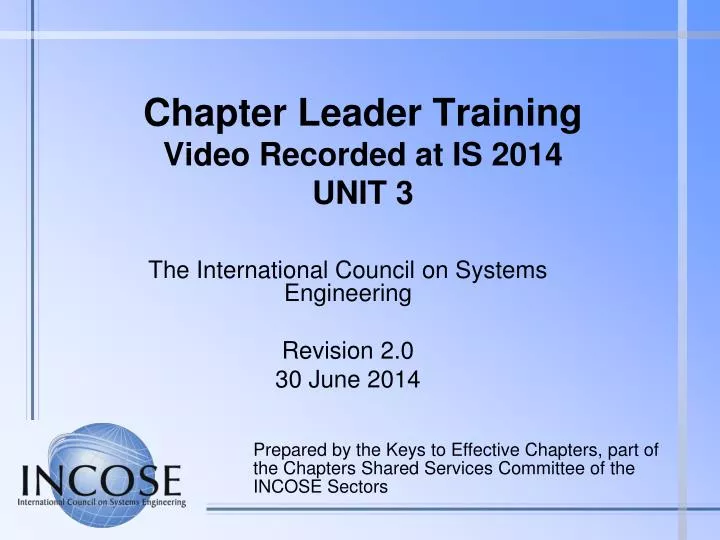 chapter leader training video recorded at is 2014 unit 3
