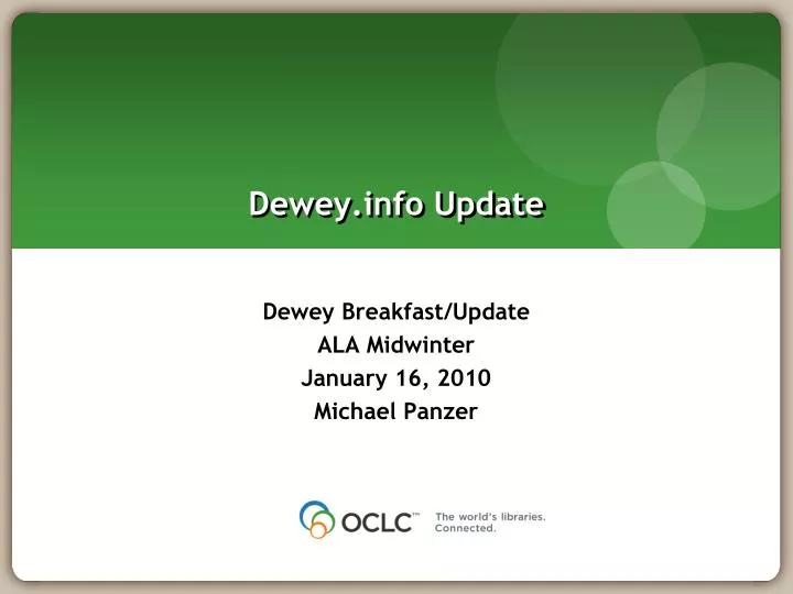 dewey info update