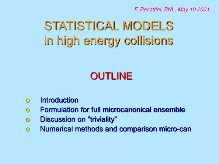 statistical models in high energy collisions
