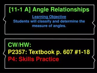 [11-1 A] Angle Relationships
