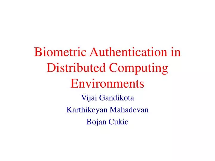 biometric authentication in distributed computing environments