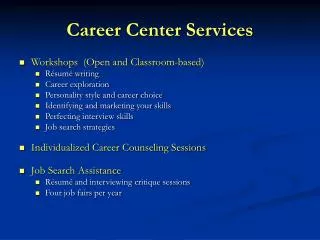 Career Center Services