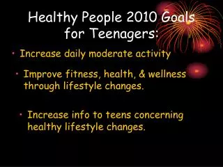 Healthy People 2010 Goals for Teenagers: