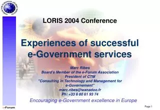 Experiences of successful e-Government services