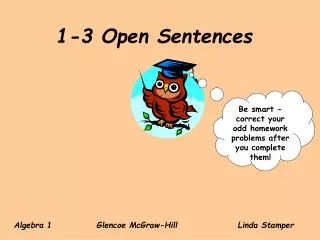 1-3 Open Sentences