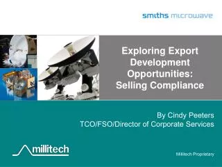 Exploring Export Development Opportunities: Selling Compliance