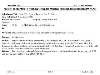 Project: IEEE P802.15 Working Group for Wireless Personal Area Networks (WPANs)