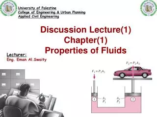 Discussion Lecture(1) Chapter(1) Properties of Fluids