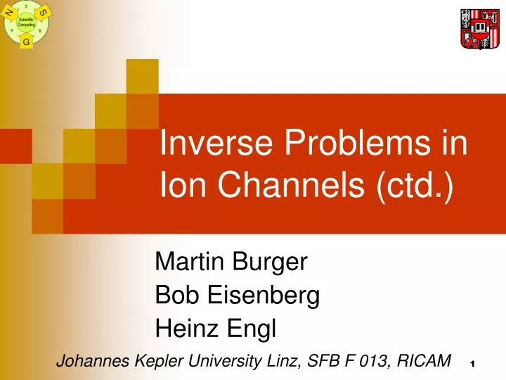 inverse problems in ion channels ctd