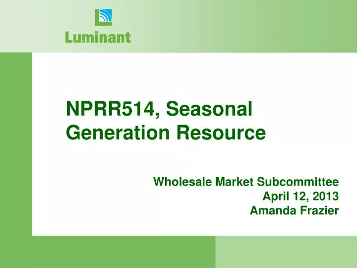 nprr514 seasonal generation resource