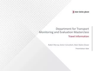 Department for Transport Monitoring and Evaluation Masterclass