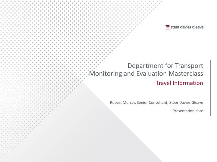 department for transport monitoring and evaluation masterclass