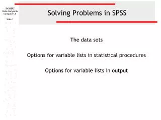 Solving Problems in SPSS
