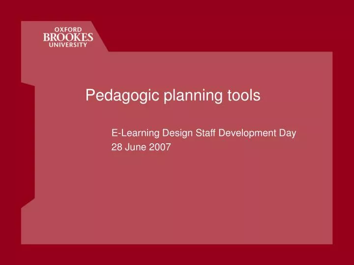 pedagogic planning tools