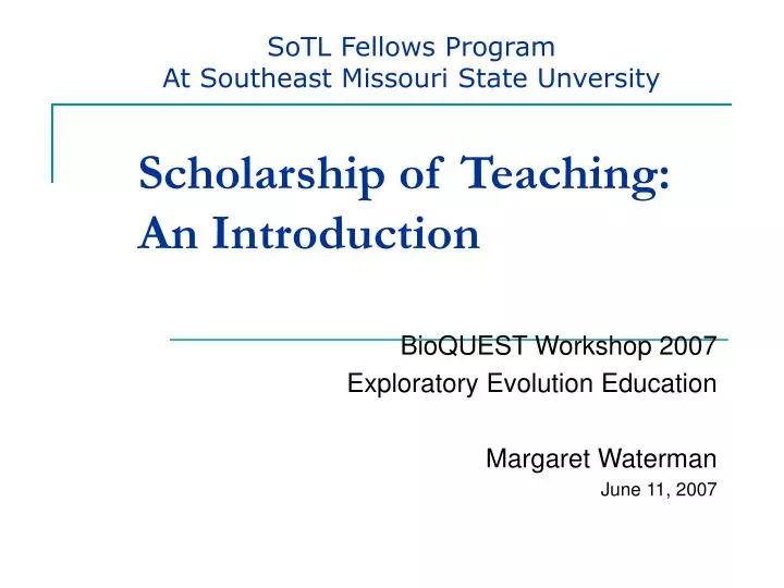 scholarship of teaching an introduction