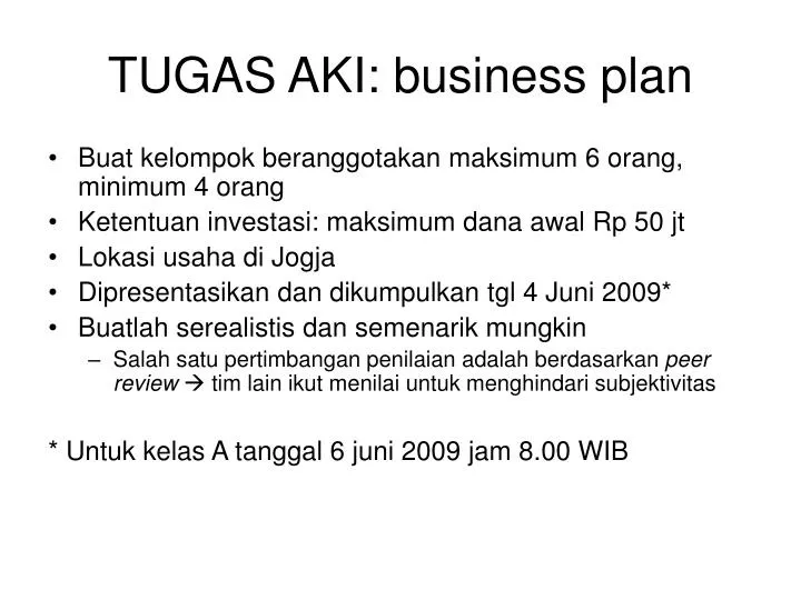 tugas aki business plan