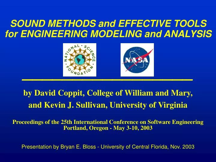 sound methods and effective tools for engineering modeling and analysis