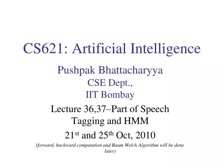 cs621 artificial intelligence