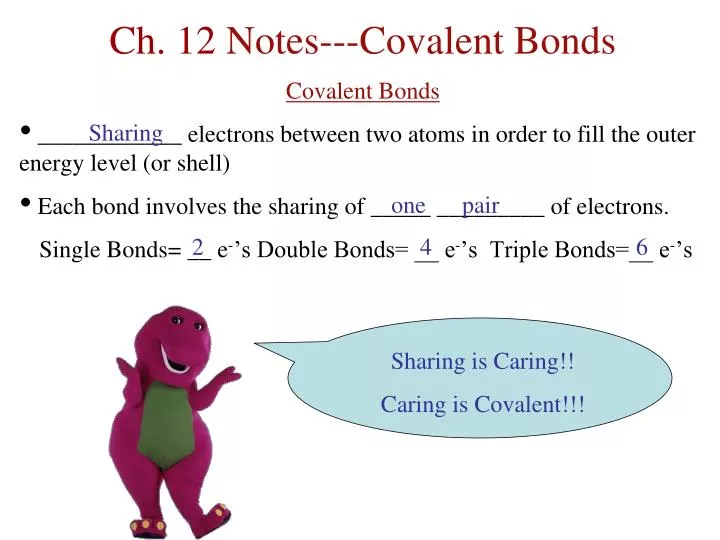 ch 12 notes covalent bonds