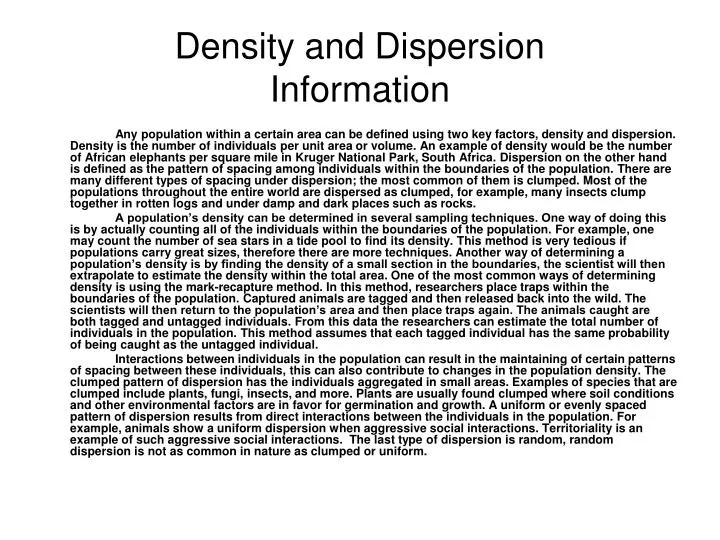 density and dispersion information