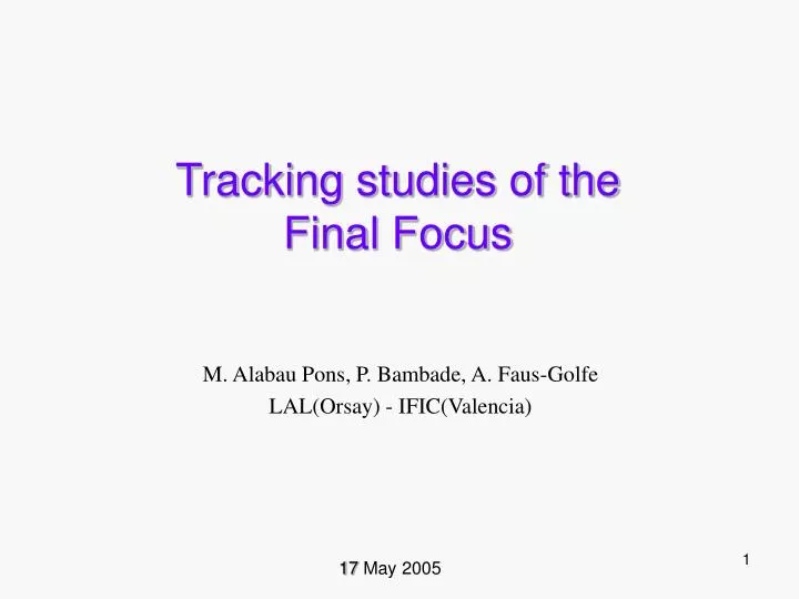 tracking studies of the final focus