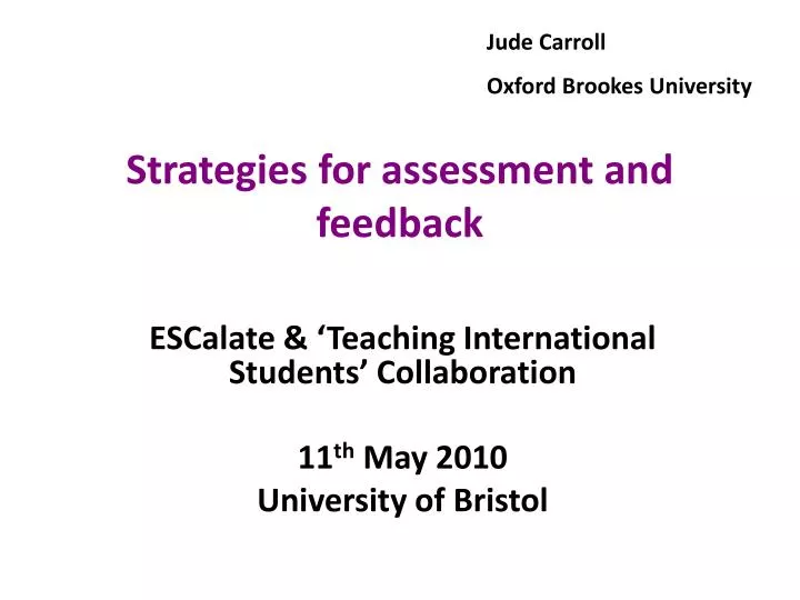 strategies for assessment and feedback