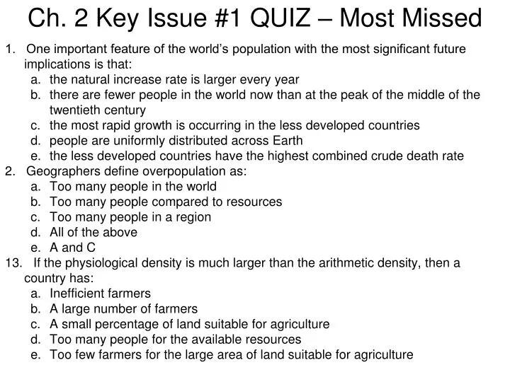 ch 2 key issue 1 quiz most missed
