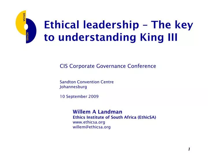 ethical leadership the key to understanding king iii