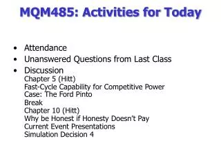MQM485: Activities for Today
