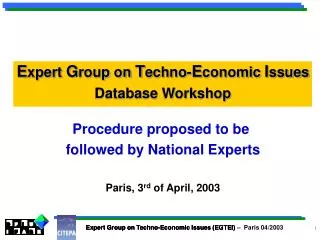 Expert Group on Techno-Economic Issues (EGTEI)