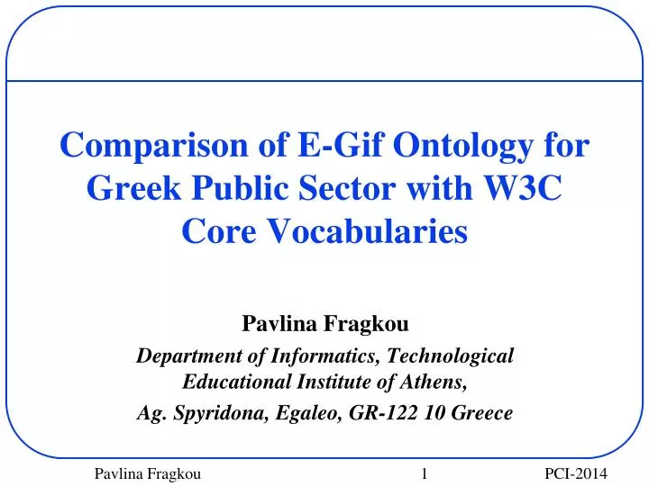 comparison of e gif ontology for greek public sector with w3c core vocabularies