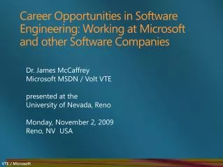 Career Opportunities in Software Engineering: Working at Microsoft and other Software Companies