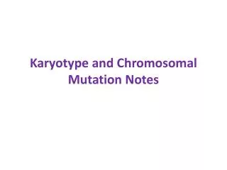 Karyotype and Chromosomal Mutation Notes