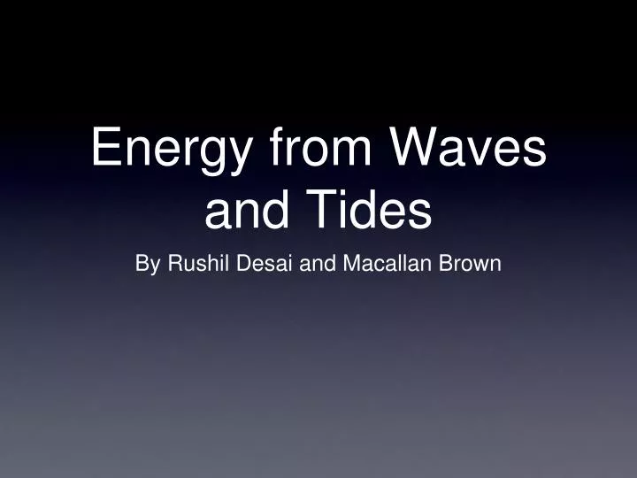 energy from waves and tides