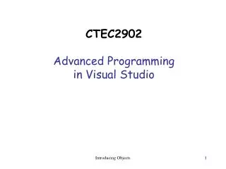CTEC2902 Advanced Programming in Visual Studio