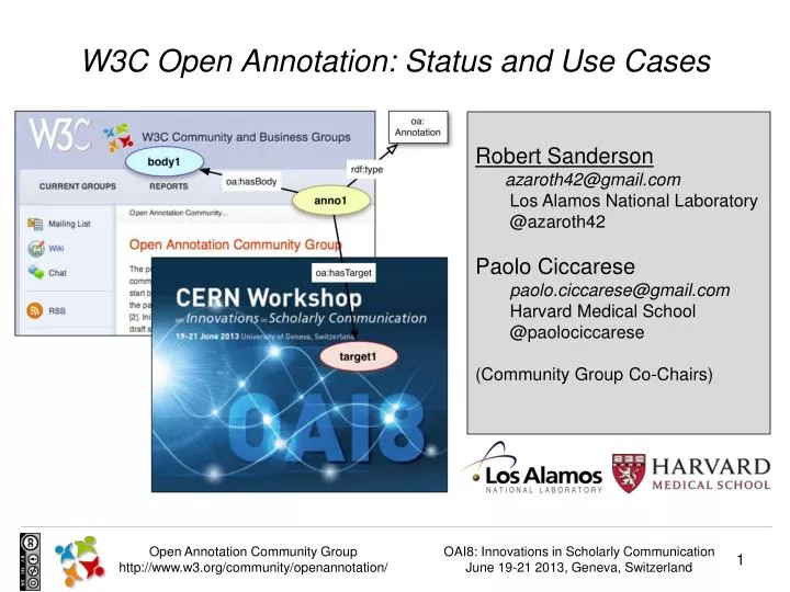 w3c open annotation status and use cases