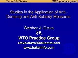 Studies in the Application of Anti-Dumping and Anti-Subsidy Measures