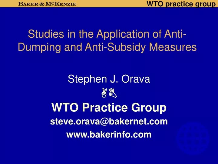studies in the application of anti dumping and anti subsidy measures