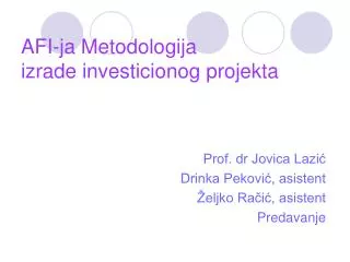 afi ja metodologija izrade investicionog projekta