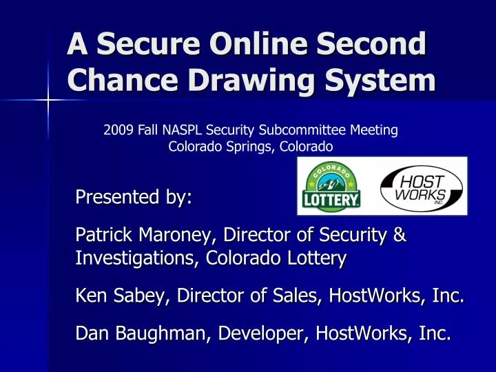 a secure online second chance drawing system